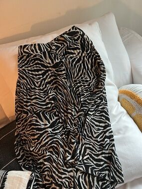 Zebra Print Maxi Skirt - Black and Cream
